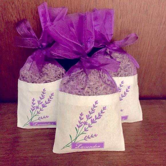 Set Of 3 Purple Linen French Lavender Flower Buds Gift Sachets (14g/.5oz) - Picture 2 of 3
